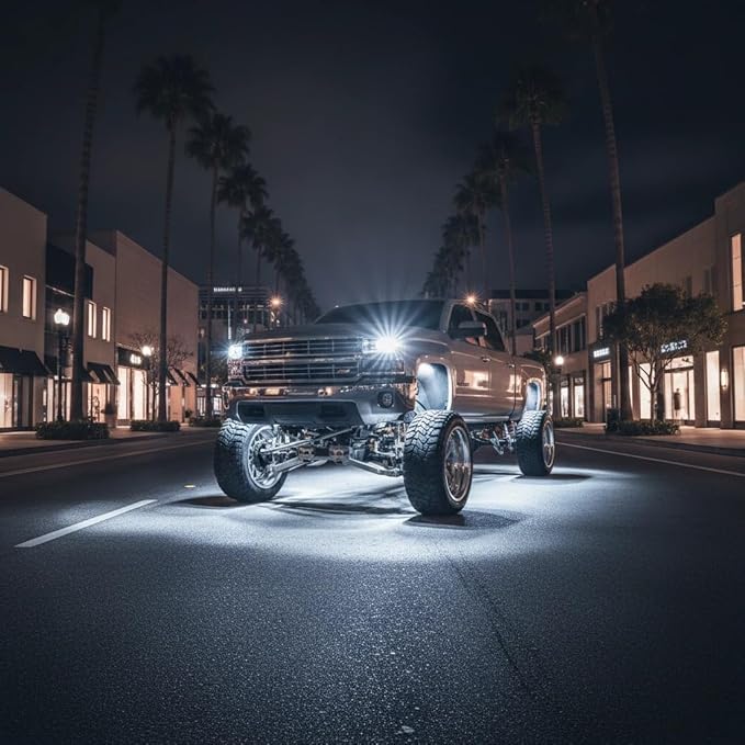 YONEDA 20 Pods White Rock Lights 6000K Ultra Bright LED Neon Underglow Lights IP68 Waterproof for Trucks SUV UTV ATV RZR Car Boats Pickup Motorcycle with 39.37ft Extension Wire