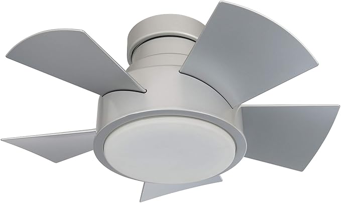 Modern Forms FH-W1802-26L-35-TT Vox - 5 Blade Flush Mount Ceiling Fan with Light Kit-11 Inches Tall and 26 Inches Wide, Finish Color: Titanium Silver, Color Temperature: 3500
