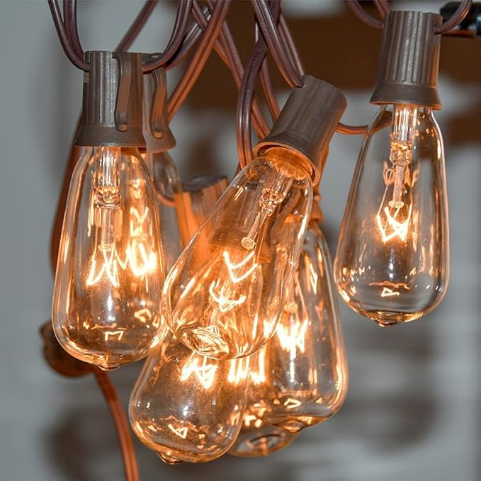 Abeja 10 Pack Replacement Bulbs for Outdoor String Lights, ST40 Clear Edison Light Bulbs,7 Watt- E17 Screw Base for Replacement Bulbs for Outdoor String Lights, Warm White