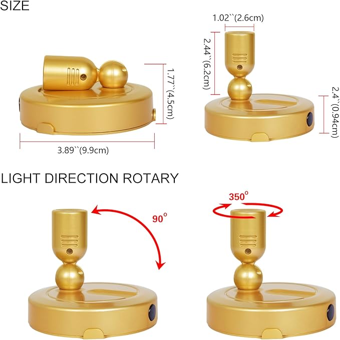Indoor Spotlight, Battery Operated Picture Light with Remote, 3 Lighting Modes LED Display Lights, Plant Tree Spotlight with Timer, Up Lights for Art Display Dartboard Artwork Frames-Gold