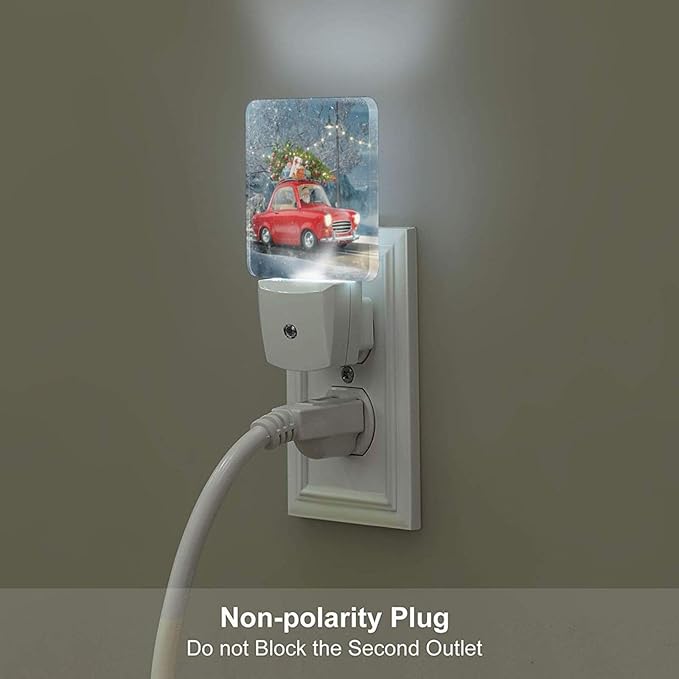 Santa Claus and Retro Car Night Light,Plug-in Nightlights Auto Sensor Night Lamp Dusk to Dawn Lamp Home Decor for Nursery Children Girls Boys
