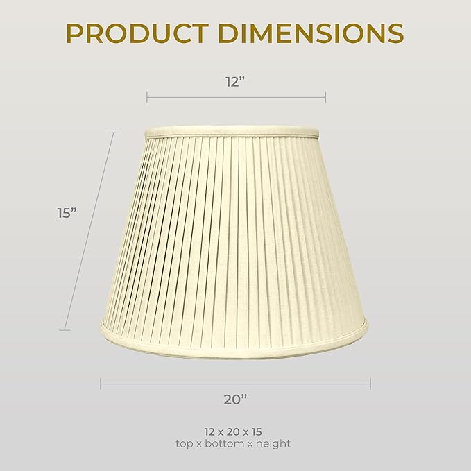 Royal Designs, Inc. Deep Empire Side Pleated Basic Lamp Shade, BS-729-20LNTP, 12 x 20 x 15, Linen with Taupe