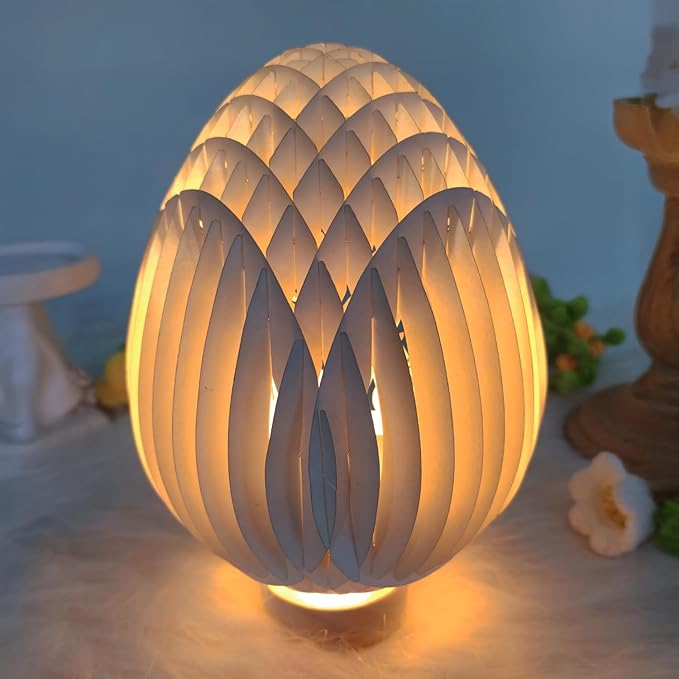 Light Up Easter Egg Bunny With USB Charging for Table Decoration - Paper Cut Easter Egg Decorations Centerpieces For Tables, Mantel, Fireplace - Religious Christian Rabbit Decor For The Home