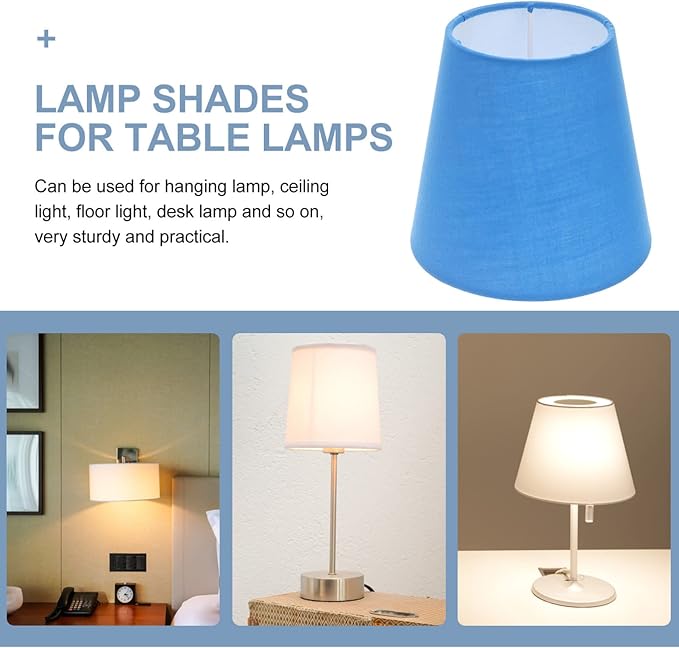 Lurrose Barrel Fabric Lampshade Cloth Lamp Shade Wall Lamp Covers Replacement Lamp Shade for Table Floor Pendant Lamp, Blue