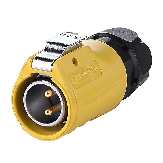 CNLINKO LP-20 2 Pin IP68 Waterproof Connector M20 Male Plug Female Socket Fast Locking 2-12 Pin Circular Connector for Stage Lighting Solar Panel Wiring(2 Pin)