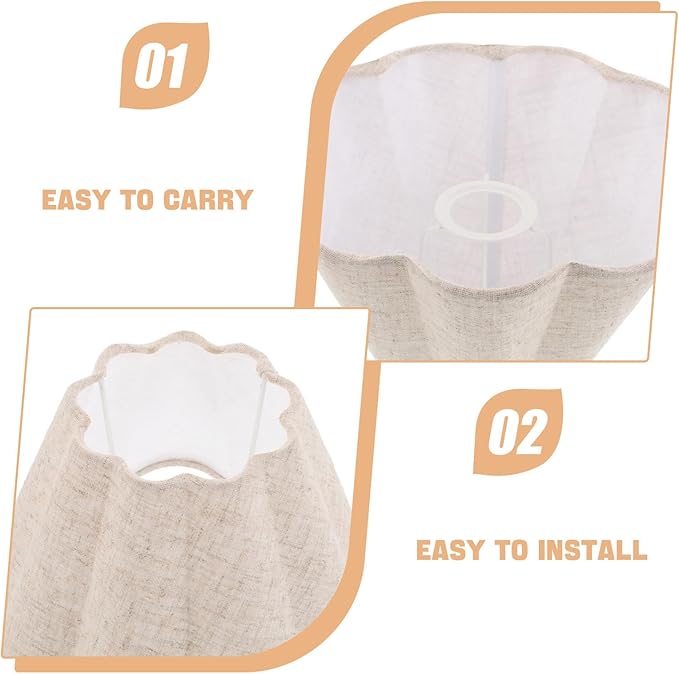 Homoyoyo Floor Lamp Shade: Linen Table Lamp Shade - Pleated Scalloped Lampshade - Decorative Fabric Light Cover Replacement For Bedside Floor Lighting Beige