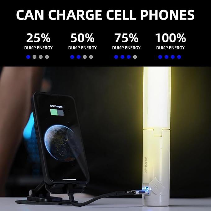 Folding Rechargeable Camping Light with Stand,Allspark Collapsible Waterproof Hanging Tent Lantern,Magnetic Dimmable Portable Power Supply Lamp with Detachable Tripod for Power Outage,Hurricane,Hiking