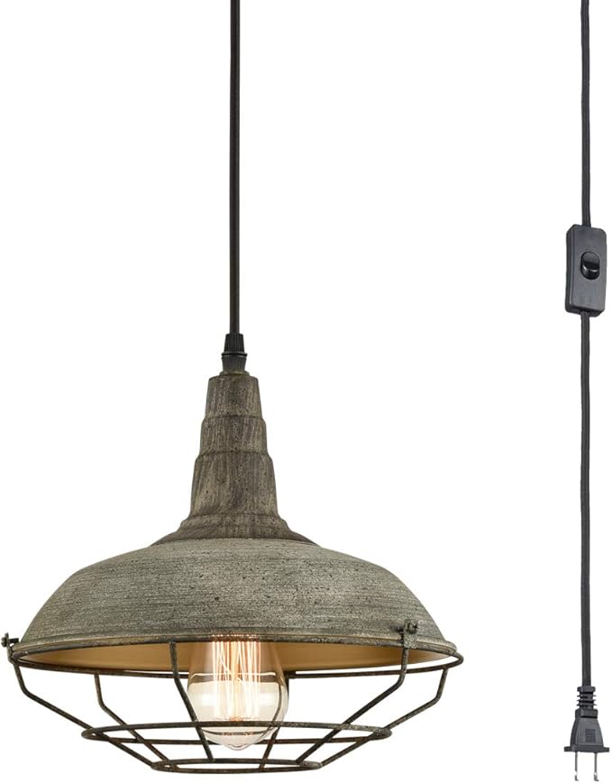 DANSEER Farmhouse Plug in Pendant Light with 16 Feet Hanging Cord Hanging Lighting Fixture