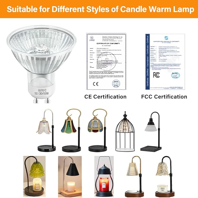Candle Warmer Light Bulbs Accessories, 4Pcs 50 Watt Wax Warmer Bulbs for Full Size Adjustable Temperature Candle Warmer Lamp