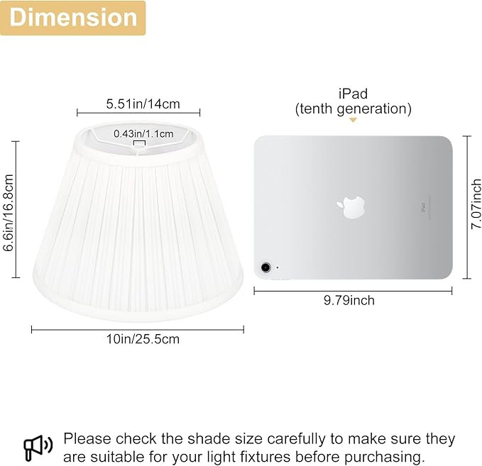 Small Pleated Lamp Shades Set of 2, White Empire Lamp Shades, 5.5" Top x 10" Bottom x 6.6" High, Small Lamp Shades for Table Lamps, Bedside Lamps, Wall Sconces, Spider, Bulb Clip Adapters Included