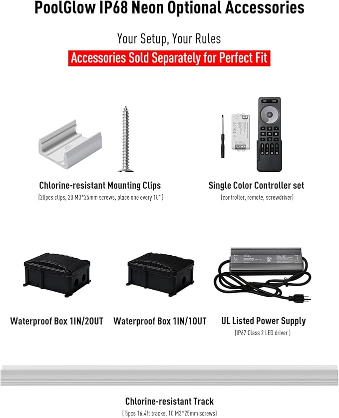 Shine Decor IP68 Waterproof LED Strip Light, 24V Pool Rated Submersible Silicone Neon, Underwater Outdoor LED Rope Light for Pool Fountain Waterfall Bathtub, 16x16mm, Warm White, 22.97FT