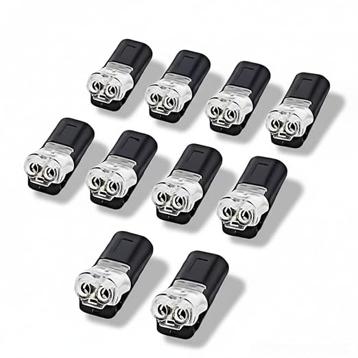 D2 2Pin Way 18-22AWG Waterproof Wire 1.5-2.1mm Push-in Led Strip Lights Connectors, Double Wire Plug in Connector - 10 Pcs Quick Disconnect Wire Connector