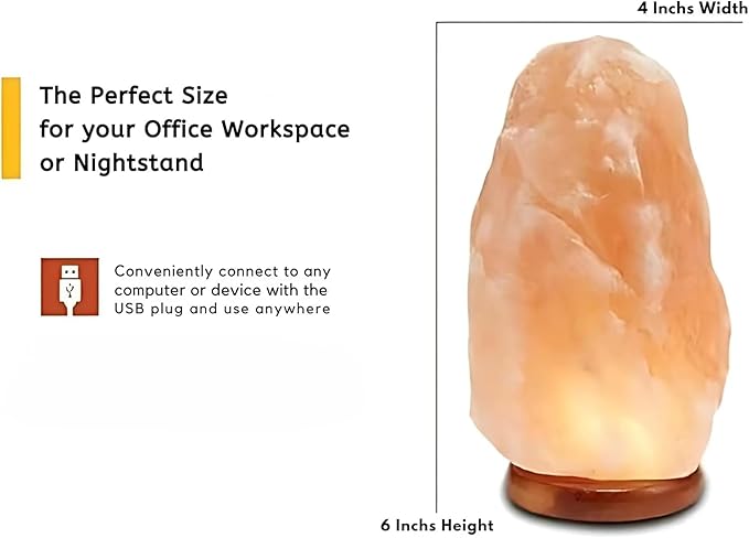 Premium Himalayan Salt Lamp 100% Natural Crystal Night Light with Wooden Base & Bulb – Authentic Pink Salt Lamp for Home, Bedroom, Office, Yoga, Meditation & Gift