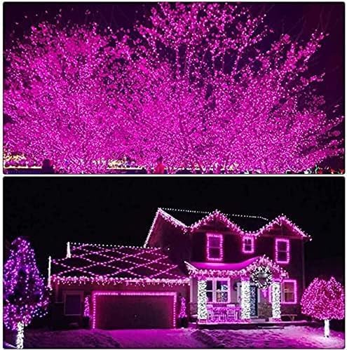 ILLUMINEW Pink String Lights Outdoor Valentines Day Decorations, 8 Modes Fairy Christmas Lights Plug in for Bedroom Tree Outsides Decor (Pink, 100Led)