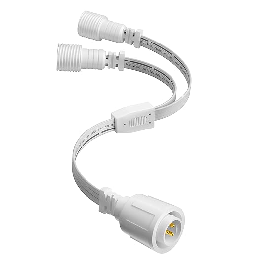 Y-Splitter for Eufy Permanent Outdoor Lights E22, Y-Connector Cable 3-Pin IP68 Waterproof Connector Compatible with Eufy E22, Ideal for Christmas, Halloween Holiday Decorations, 1 Male to 2 Female