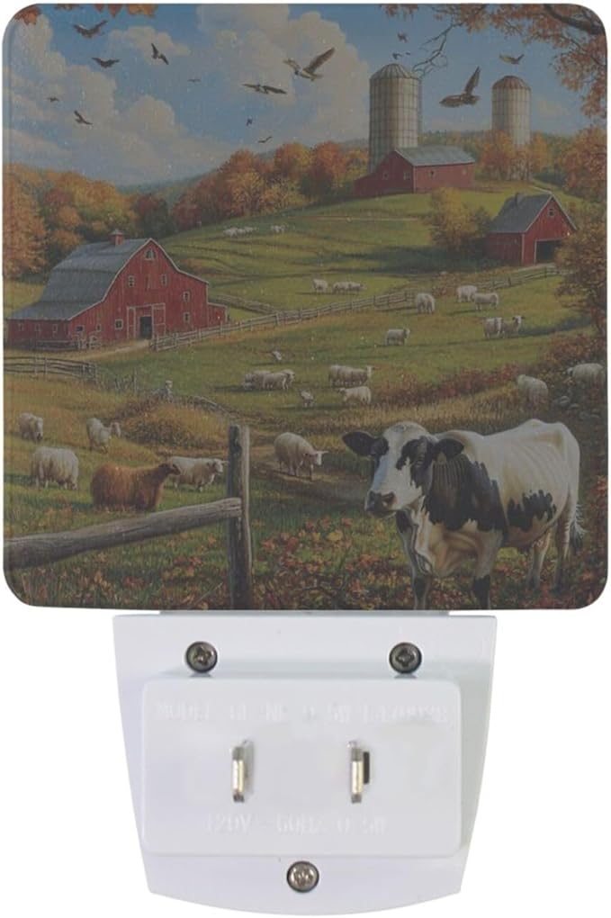 Beautiful Farm Night Light 2 Pack Dusk to Dawn Sensor Led Lamp for Women Men Night Lights Plug into Wall Decor for Bedroom Kitchen Bathroom Corridor, 0.5W