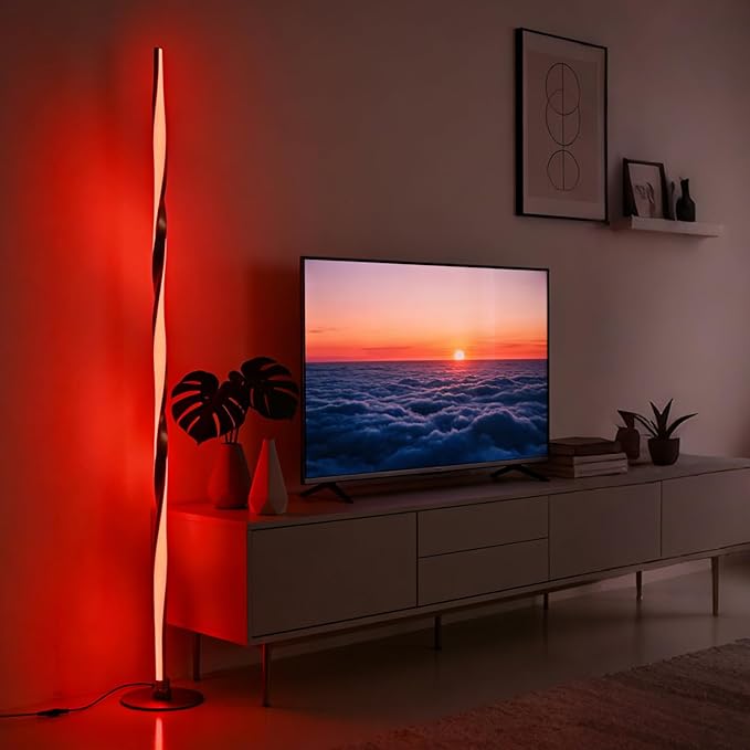 YUBOLE RGBWIC Floor Lamp LED Corner Lamp Works with Alexa, Smart Modern Floor Lamp with Multi-controls and 16 Million DIY Colors, Color Changing and Dimmable Standing Lamp for Bedroom Living Room-Gold