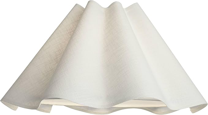 6" Top x 18" Bottom x 10" High x 10" Slant Lamp Shade Replacement Large White Wave Empire Modern Linen Fabric Spider Harp Finial - Springcrest