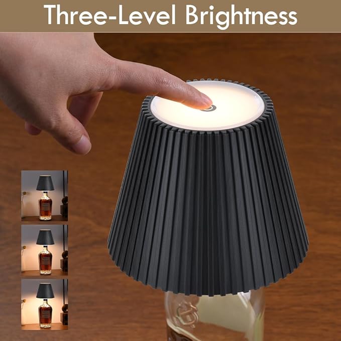 WILIT Wireless Lamp Shades for Liquor Bottle Lights, 3 Level Brightness Cordless Table Lamp, Table Top Decor for Living Room, Wine Lamp Touch Lamps for Nightstand, Housewarming Gifts New Home