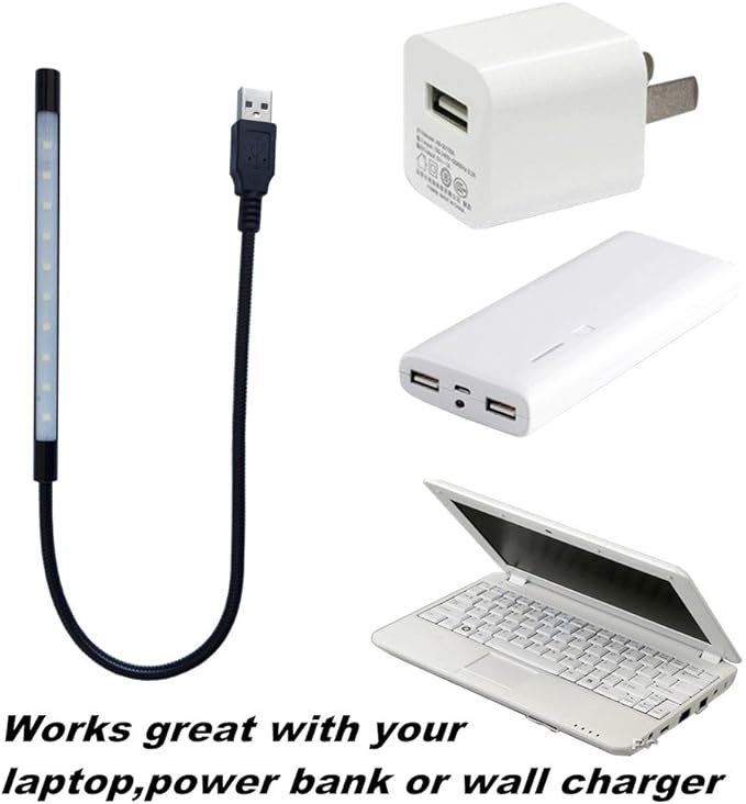 DZYDZR Keyboard Light Laptop Lamp USB LED 5V 1W 10 LED Long Gooseneck Touch Dimmer Lamp (Black)