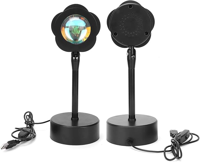 Sunset Projection Lamp, LED Atmosphere Light with 180 Degree Rotation, USB Powered Rainbow Night Light for Room Decor, Photography and Romantic Ambience (Sun)