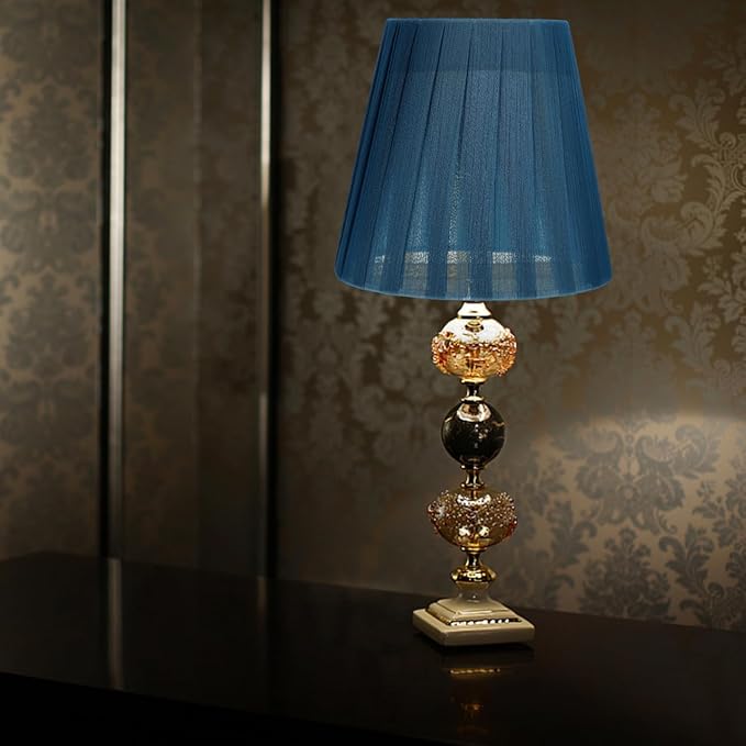 Decor Translucent Gauze Lamp Shade Pleated Light Translucent Lampshade for Table Lamp Floor Pendant Light 5.5x5.5x5.1 inch Blue Pleated Shade