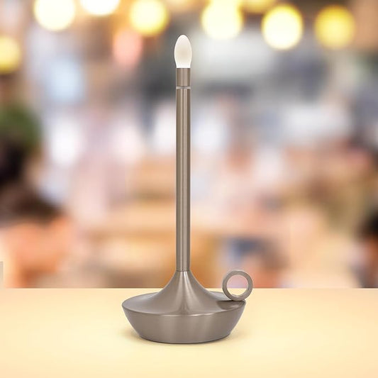 ModernPortable Table Lamp CordlessLED Desk Lamps, 3 Colors Stepless Dimming Rechargeable Battery Operated Lighting for Bedroom Dining Room Restaurant Coffee Shop Camping Night Light (Silver)