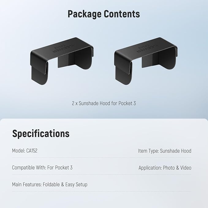 NEEWER Basics Magnetic RGB Light & 2 Sunshade Covers Compatible with DJI OSMO Pocket 3 Gimbal Camera & Creator Combo Accessories, 1W USB C Rechargeable Plastic LED Fill Lighting for Selfie Vlog Video
