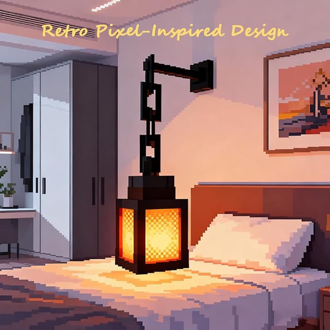 Pixelated Lantern Night Light, 2026 New 16-Colour LED Wall Mood Night Light with Remote Control, Rechargeable Wall Tabletop Night Lights for Bedroom Gaming Kids Room Decor (2Set)