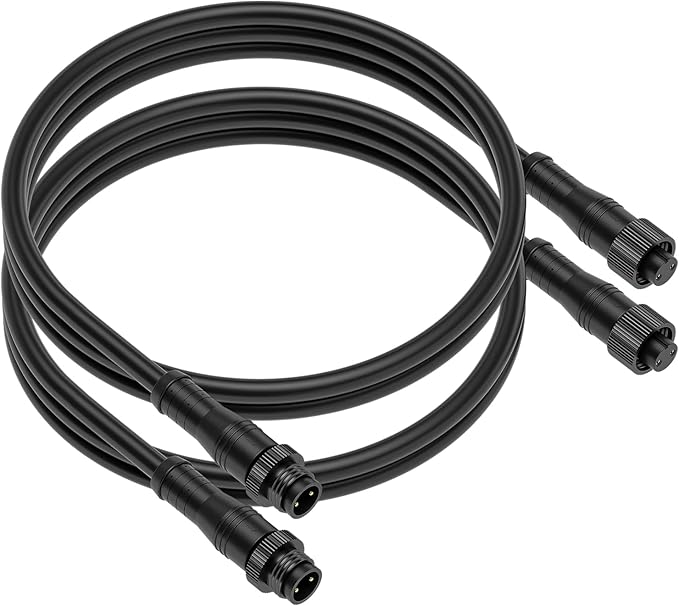 BTF-LIGHTING 6.56FT 2 Pin 18AWG IP68 Extension Cable Wire with Male and Female Connectors for Single Color FCOB COB 5630 5730 5050 etc LED Strip 15mm Metal Nut Small Size Home Lighting Connector