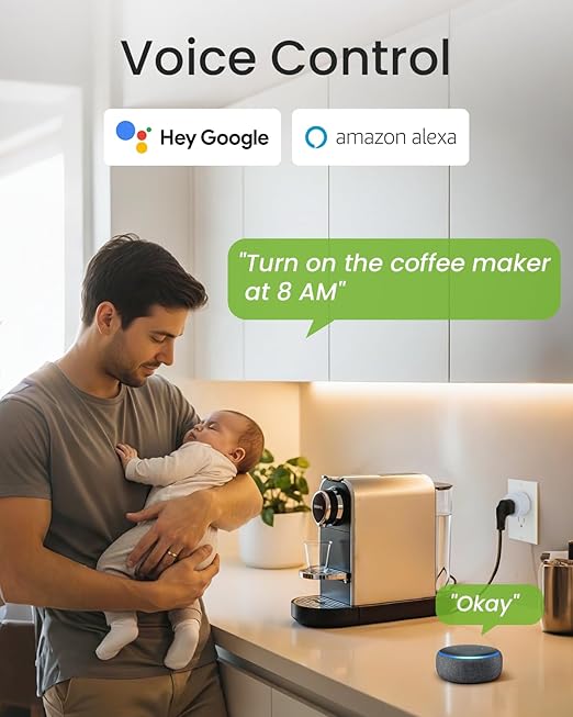 GHome Smart 5G 15A WiFi Smart Plug Compatible with Alexa and Google Home, Outlet Timer Smart Home WiFi Outlet Timer with Remote Control, 5GHz and 2.4GHz Wi-Fi Sockets, ETL FCC Listed, White, 1 Pack