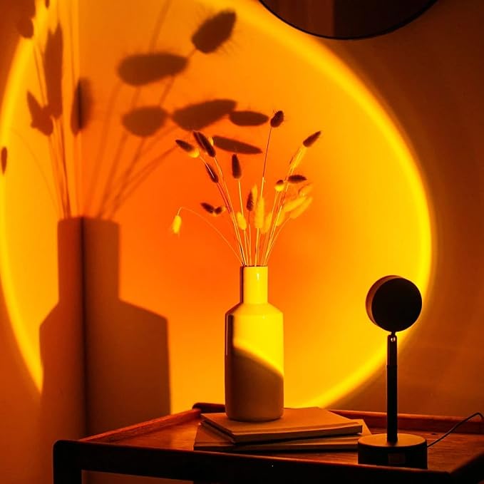 Sunset Lamp Projector for Home Décor & Photography Ambient LED Night Light Lamp with USB Charging Cord- 180-Degree Rotating Romantic UFO Sunset Lamp for Selfies Christmas Home Parties