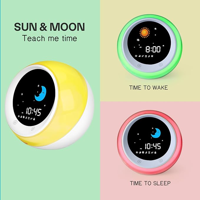 iHoo Toddlers Sleep Training Clock, Kids Alarm Clock with Night Light & Nap Timer, Ok to Wake Clock for 2-9 Years Girls Boys