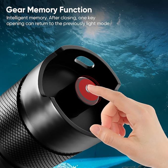 3000LM Scuba Diving Flashlight with Rechargeable Dive Light Underwater Flashlight 328ft IPX8 Waterproof 4 Modes Scuba Safety Light with Charger for Submarine Deep Sea Snorkeling