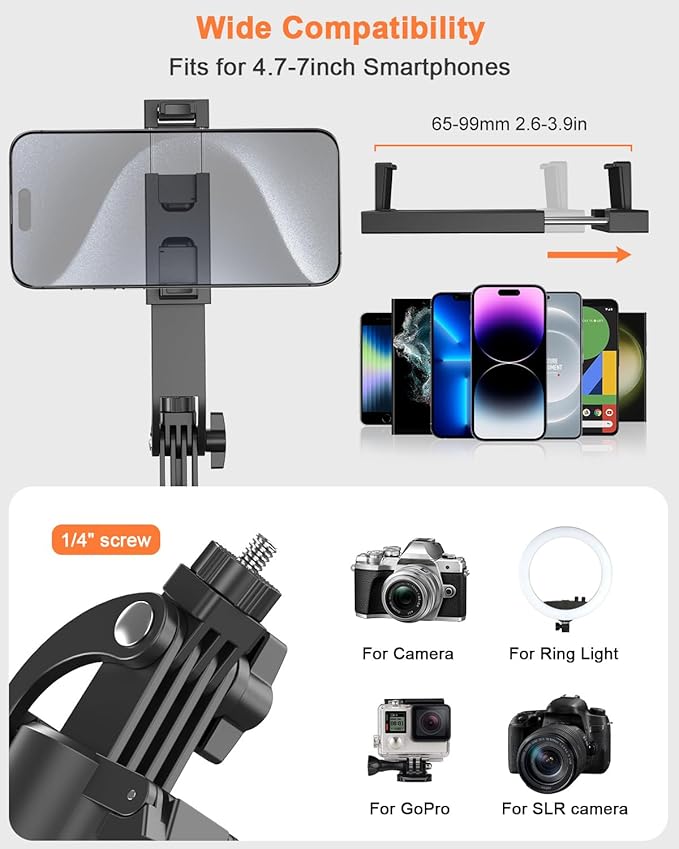 71” Auto Face Tracking Tripod for iPhone with Light,360° Rotating Phone Stand with Rechargeable Remote Control for TikTok Vlog Video Recording, Phone Tripod for Android Camera/GoPro/Ring Light