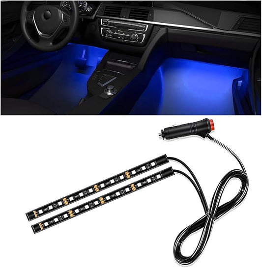 Car Interior LED Strip Light, 12V 24 LED Neon Ambient Night Light with Cigarette Lighter Plug, Automotive Atmosphere Decorative Under Dash Lighting Kit, Car Accessories (Blue)