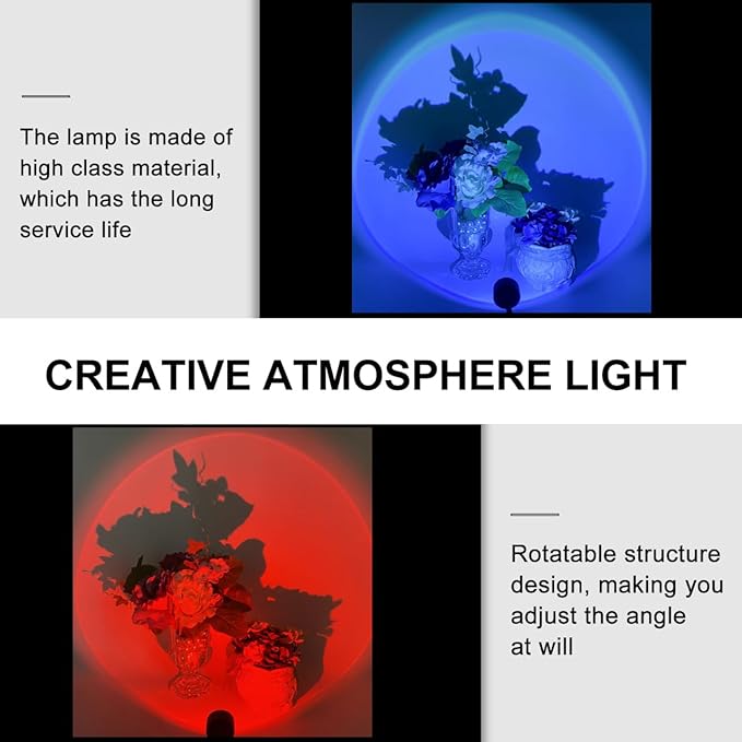 Uonlytech USB Rainbow Projection Lamp Rotatable Small Atmosphere Light for Indoor Room Ambiance Creative Decorative Lighting