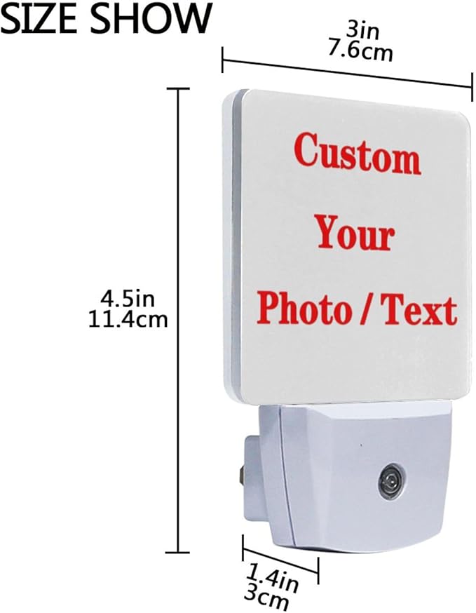 Custom Night Light with Your Own Pet Photo Personalized Plug in Night Lights Auto Sensor Customlized LED Night Light Gifts for Room Bedroom Bathroom 2 Pack