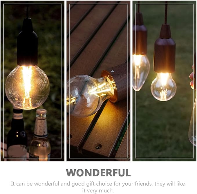 Portable Vintage LED Tent Light, Wear-Resistant Hanging Camping Lamp for Outdoor Hiking and Wild Camping, Retro Pull-Cord Lantern Without Battery