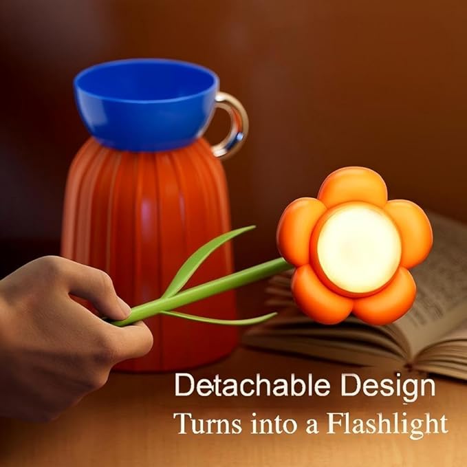Rose Flower Desk Lamp - Infinite Dimming, Trichromatic Temperature, Rechargeable, Brightness Memory - Creative Decorative Ornaments with Adjustable Flowers (Purple)