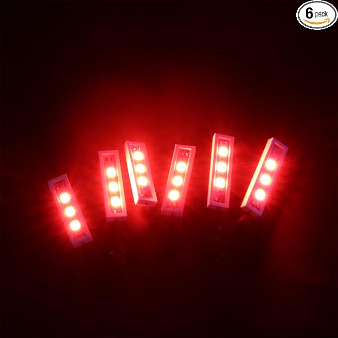 1X6 LED Lighting Kit, Compatible with Lego and All Major Brands, USB Powered DIY Lights Accessories (Red)