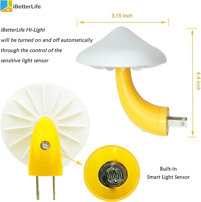 Sensor LED Mushroom Night Lights - 2Pack Plug into Wall 7 Color Changing Mushroom Lamp, Mini Dream Bed Cute Colourful Nightlight for Kids Adults for Bedroom, Bathroom Toilet, Stairs, Hallway Corridor