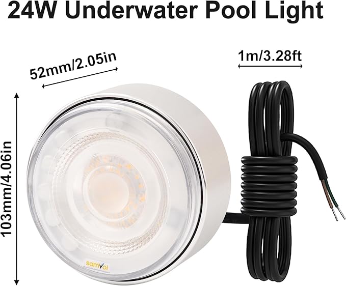 Led RGB Color Change Pool Wall Light, Heavy Duty Aluminum 12V Colorful IP68 Waterproof Pond Lamp for Swimming Pool, Fountain and Waterfall