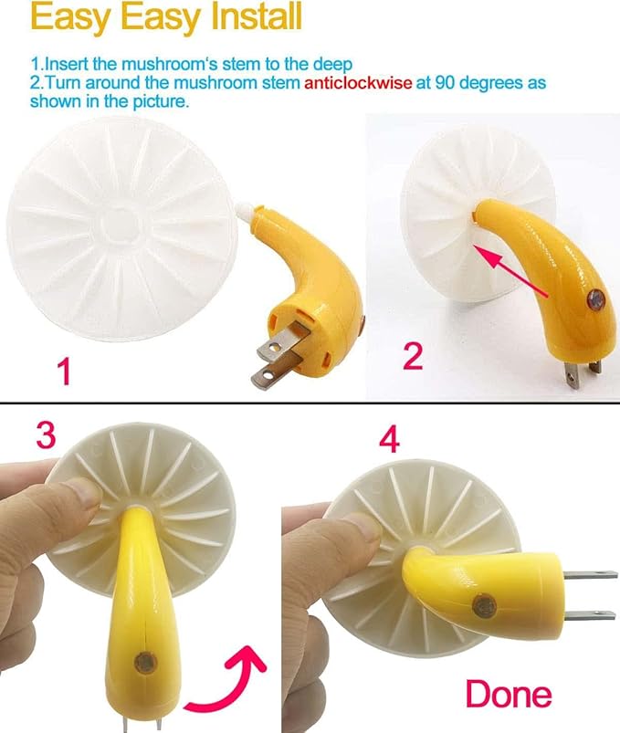 [1 Pack] Plug-in LED Mushroom Night Light Lamp with Dusk to Dawn Sensor,Plug in LED Bed Cute Mushroom Nightlight Night lamp Wall Light Baby Night Lights for Kids Children (7-Color)