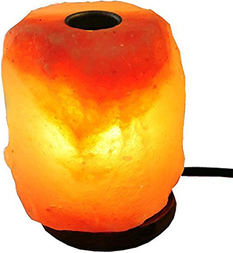 AMOYSTONE Medium Aromatherapy Salt Lamp with Essential Oil Tray, Hand Carved Himalayan Rock for Desk Decor(4-6 lbs)
