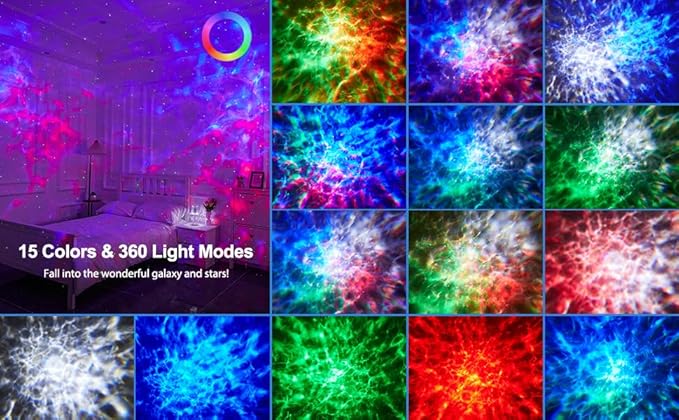 One Fire Upgrade Star Projector Galaxy Light,15 Colors Night Light Projector Lights,Bluetooth&15 White Noise Sound Machine With Light Projector Mood Lighting,Remote Planetarium Projector for Kids Gift