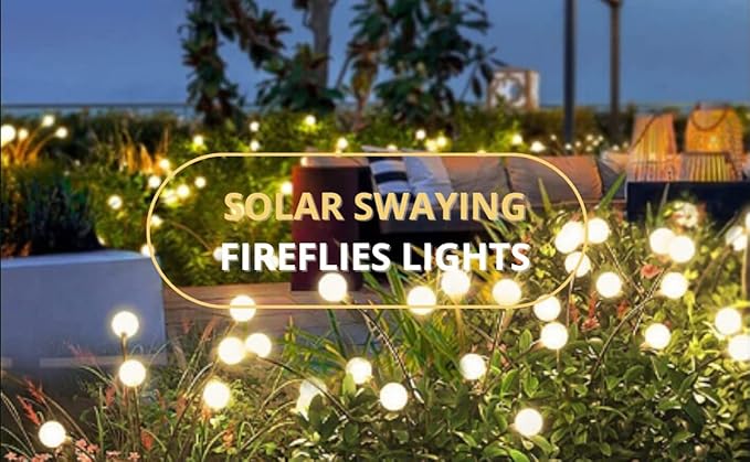 Solar Firefly Lights, Upgraded Solar Firefly Lights Outdoor Waterproof, Solar Outdoor Lights, Solar Garden Decorative Lights Yard Patio Pathway Decoration (Yellow Lights, 6 LEDs)