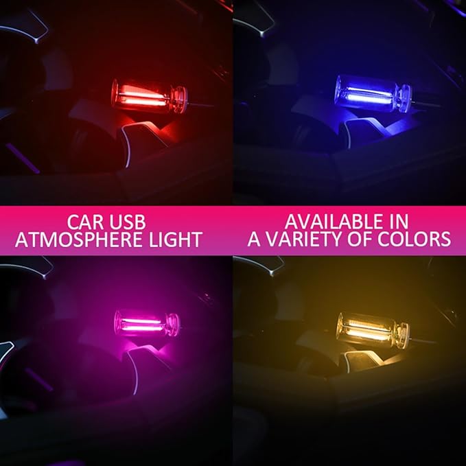 Car USB Glass Bottle Night Light - Touch Control Dimmable Ambient LED Cup Holder Light for Car Interior with Soft Glow, USB Plug and Play Design (Blue)