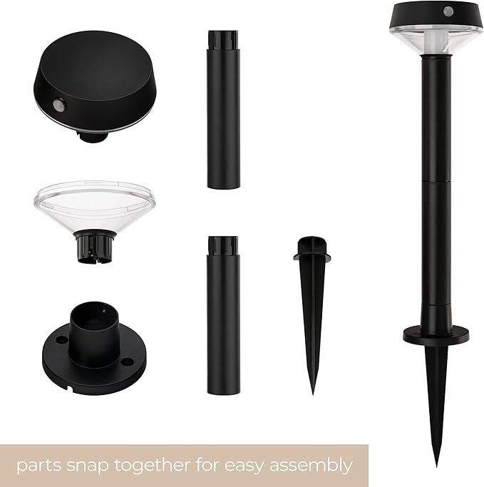 EcoPath Solar Collection LED Landscape Path Light or Fence Post Light with Linkable IR Motion Sensor and Daylight Sensor 80 Lumens 8 Hours on Full Charge 3000K in Black