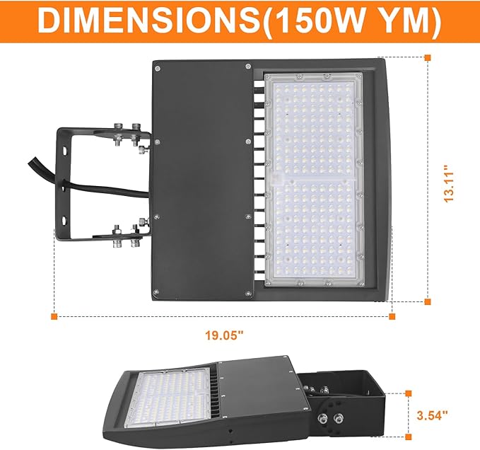 480V 150W LED Parking Lot Light, 21000LM LED Shoebox Street Flood Light (500W MH/HPS Equiv.), 5000K Dimmable Commercial Area Lighting with 20KV Surge Protection, IP65 277-480V UL&DLC Listed